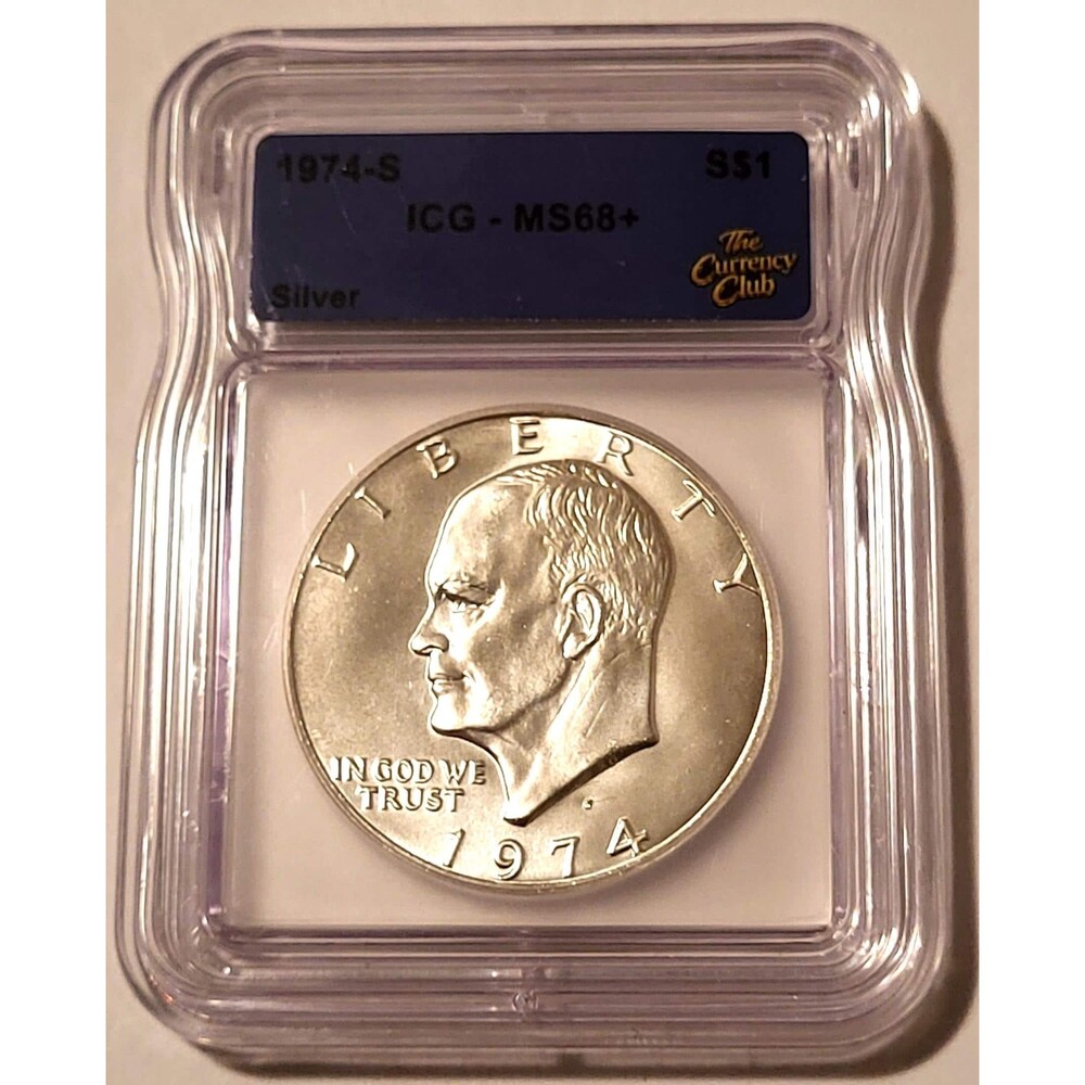 1974 S Eisenhower Silver Dollar Unc MS68+ ICG